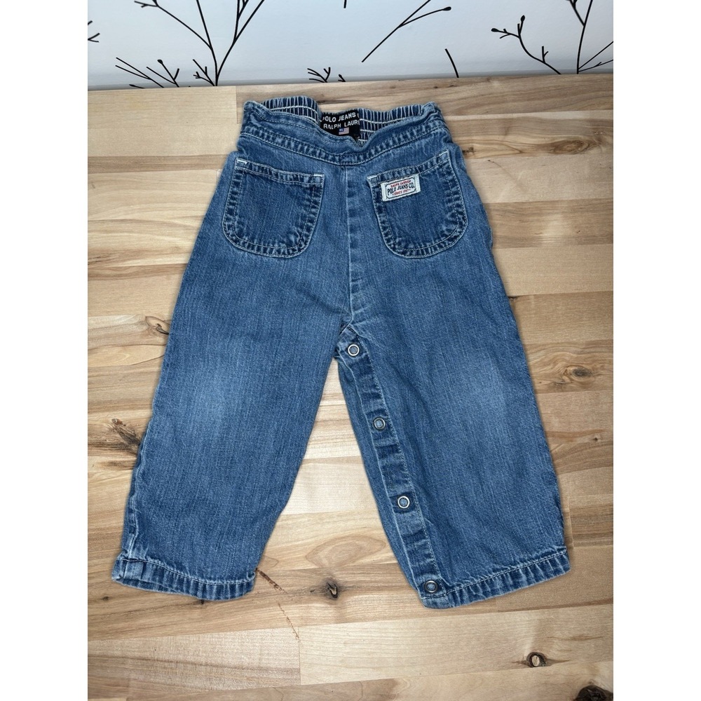 Polo Jeans Co. Ralph Lauren Baby Denim Jeans Snap Leg Elastic Waist 6-12M